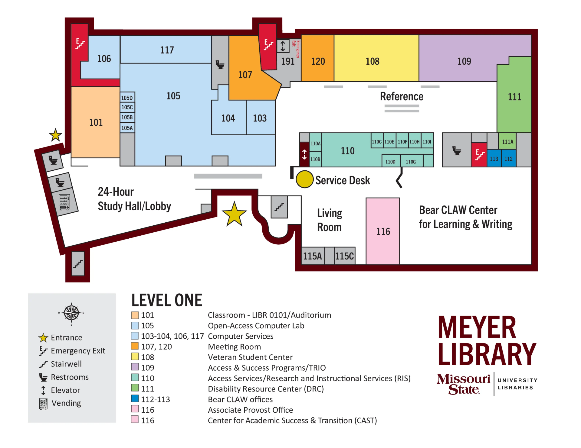 An indoor map of level one