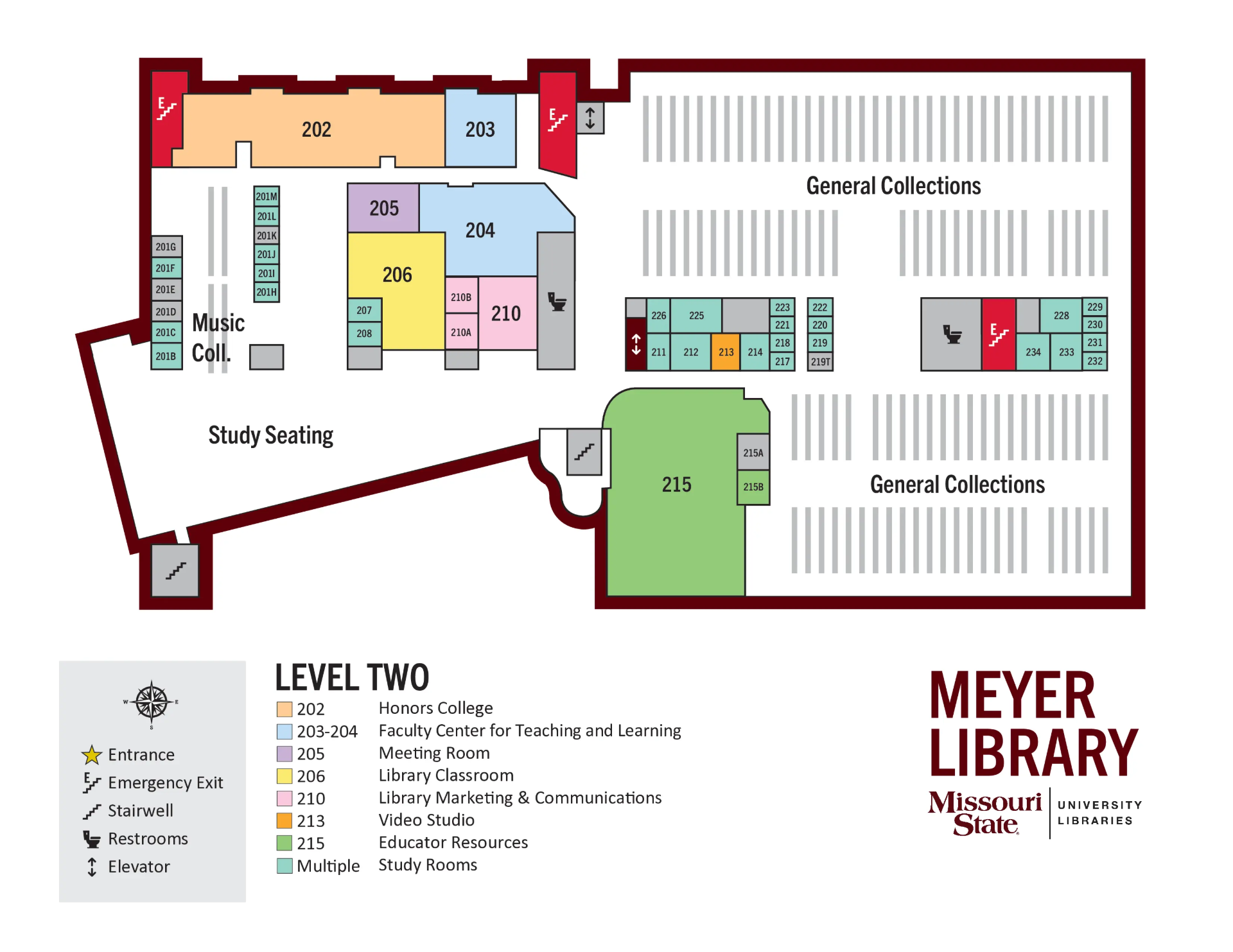 An indoor map of level two