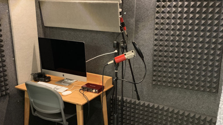 Audio recording equipment in a sound isolation room